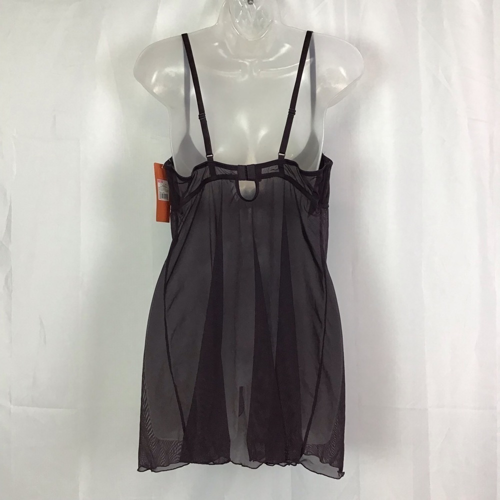 Gilligan & O'Malley Purple Sheer Babydoll Nightgown Split Front Lingerie - Picture 3 of 12